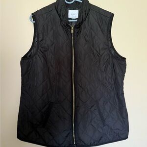 Old Navy Black Quilted Vest with Stand-Up Collar